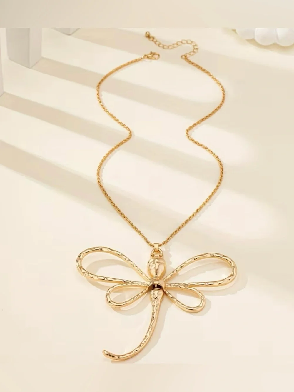 NEW! Lucky Statement Gold Dragonfly Pendant Necklace. Unique Dragonfly Necklace